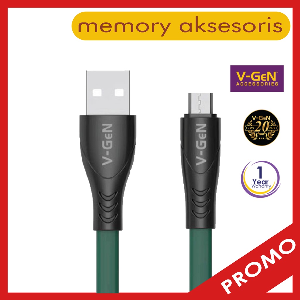 Kabel Micro USB Flat V-GeN VCB-22 3A 1 Meter Fast Charging
