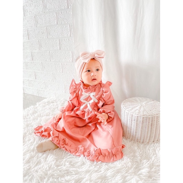 dress anak balita tunik anak bayi gamis bayi SELENA DRESS 1-3 tahun 0-12 bulan baju muslim anak perempuan gamis dress