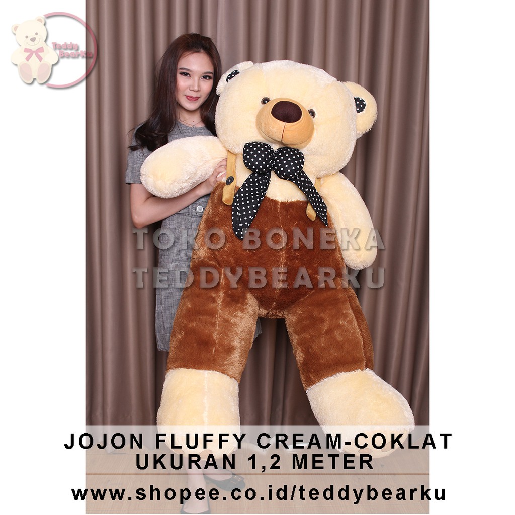 TEDDY BEAR SUPER JUMBO 1,2 METER FLUFFY JOJON PREMIUM CREAM - COKLAT