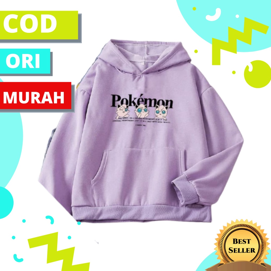 HOODIE SWEATER POKEMON DEWASA TERBARU 2021 OVERSIZE MURAH WANITA KEKINIAN POLOS