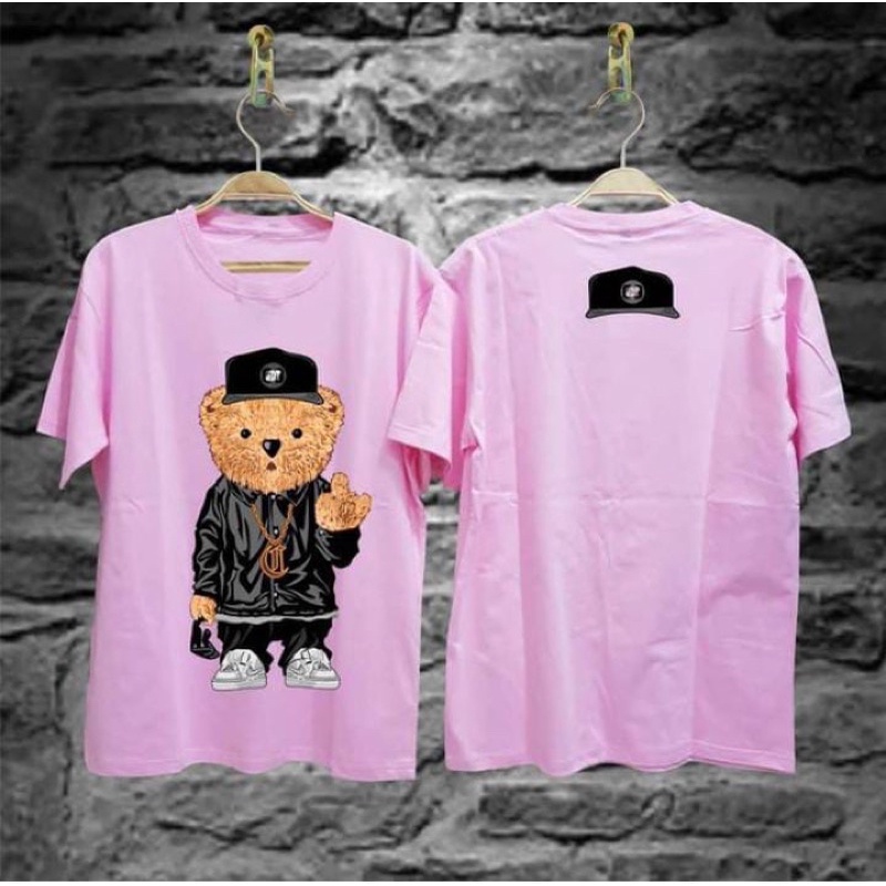 kaos oblong the bear pink combed 30s