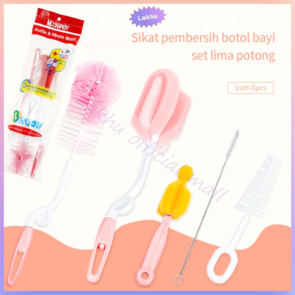 Lakhu sikat botol dot sponge spons pembersih dot spons pembersih botol 5pcs/set