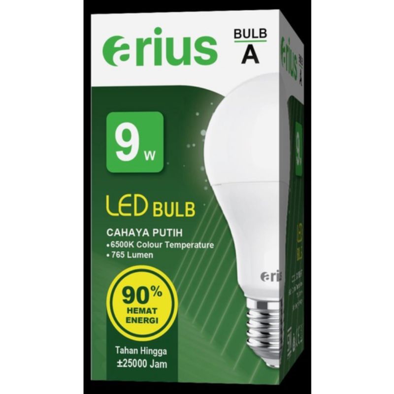 Arius Lampu LED Bulb Hemat Energi Bergaransi/ Bohlam LED Arius 9Watt 3 Free 1