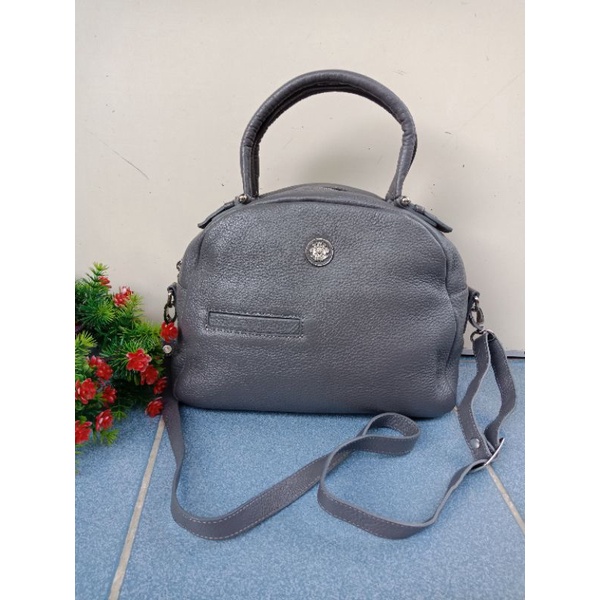 NICOLE MILLER ORIGINAL HANDBAG ABU KULIT ASLI,  MODEL UNIK &PATEN, PRELOVED NICOLE MILLER, NICOLE MI