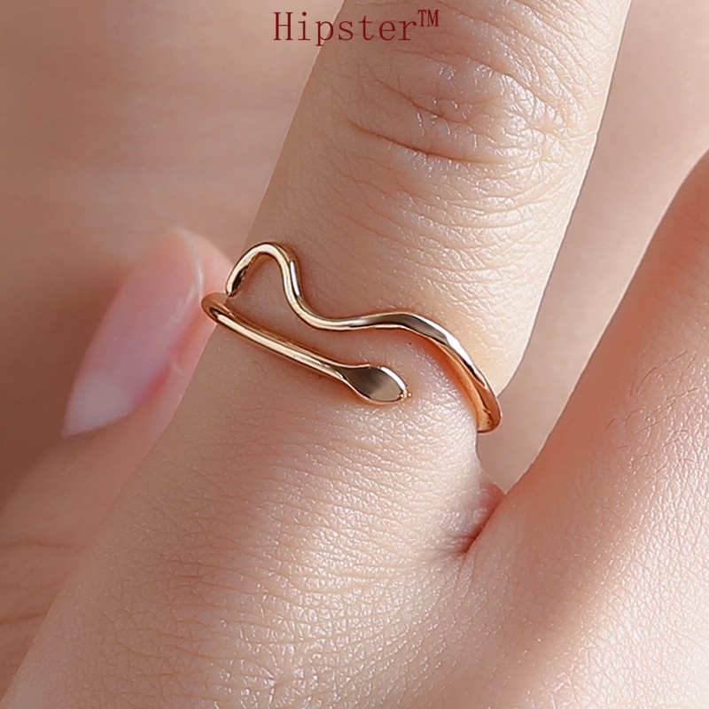 Korean Style Simple Versatile Personality Fine Snake-Shaped Wavy Adjustable Ring