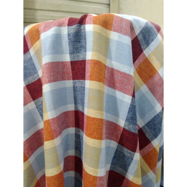 kain katun linen kotak kotak - linen motif (harga tertera permeter)