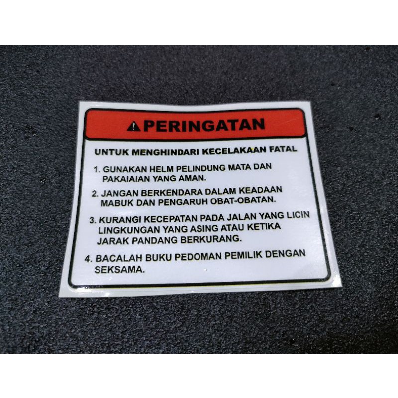 stiker peringatan satria 2tak