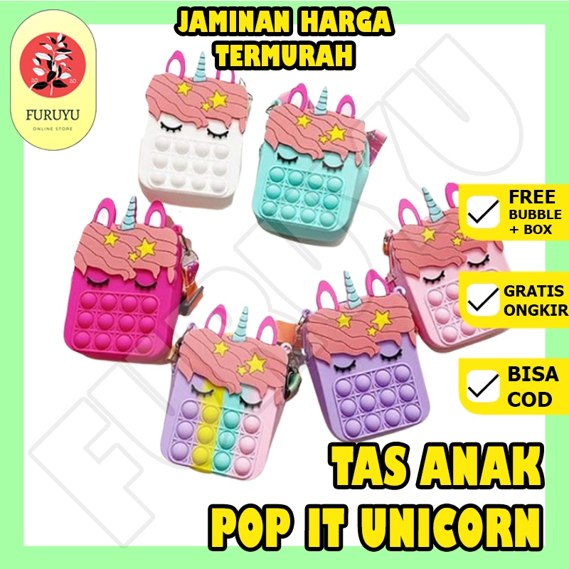 Tas Popit Pop it Selempang Anak Motif Unicorn Pony Silikon Import Lucu Unik Fidget Push Sling Bag Toy Kids and Adult Stress Relief Tas Penghilang Stress Tas Koin Tas Kawaii Tas Selempang Jelly Tas Jelly Selempang Fashion Anak Viral Murah