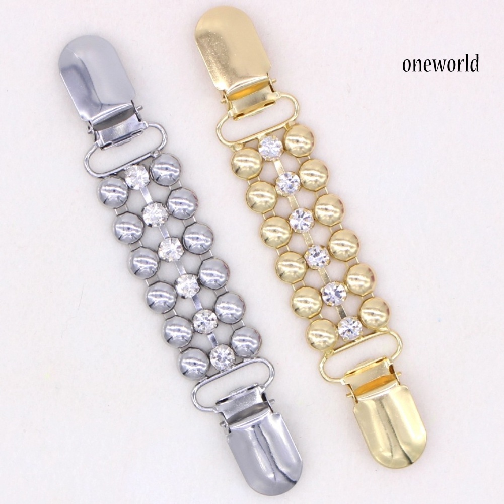 OW@ Rhinestone Chain Women's No Buttons Shirt Sweater Cardigan Clip Clamp Decor