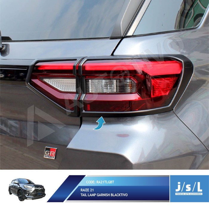 Aksesoris Fariasi Tambahan Mobil JSL Tail Lamp Toyota Raize 2021 Garnish Belakang Blacktivo