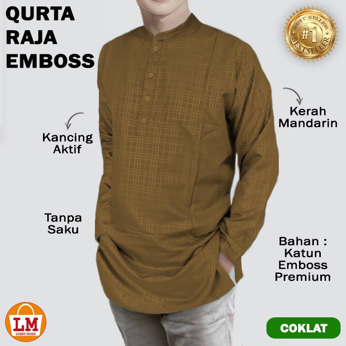 TERMURAH TERLARIS [ COD &amp; Gratis Ongkir ] Baju Muslimin Pria Jumbo QURTA RAJA EMBOSS Lengan Panjang TERBARU LMS 26139 26141 26143 26145