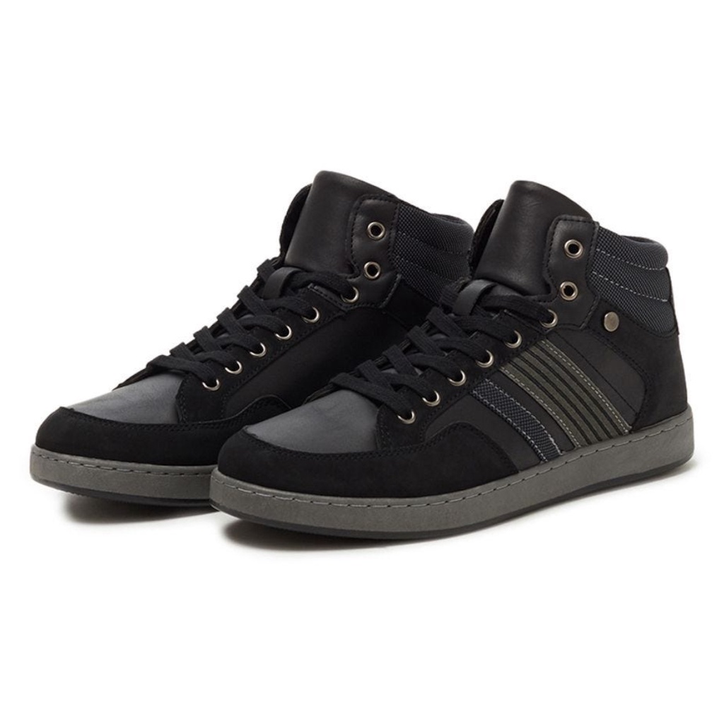 Size 42 Sepatu Sneakers OVS 929040 Tebal Casual Matahari Mall High Top Hitam Tanpa Box
