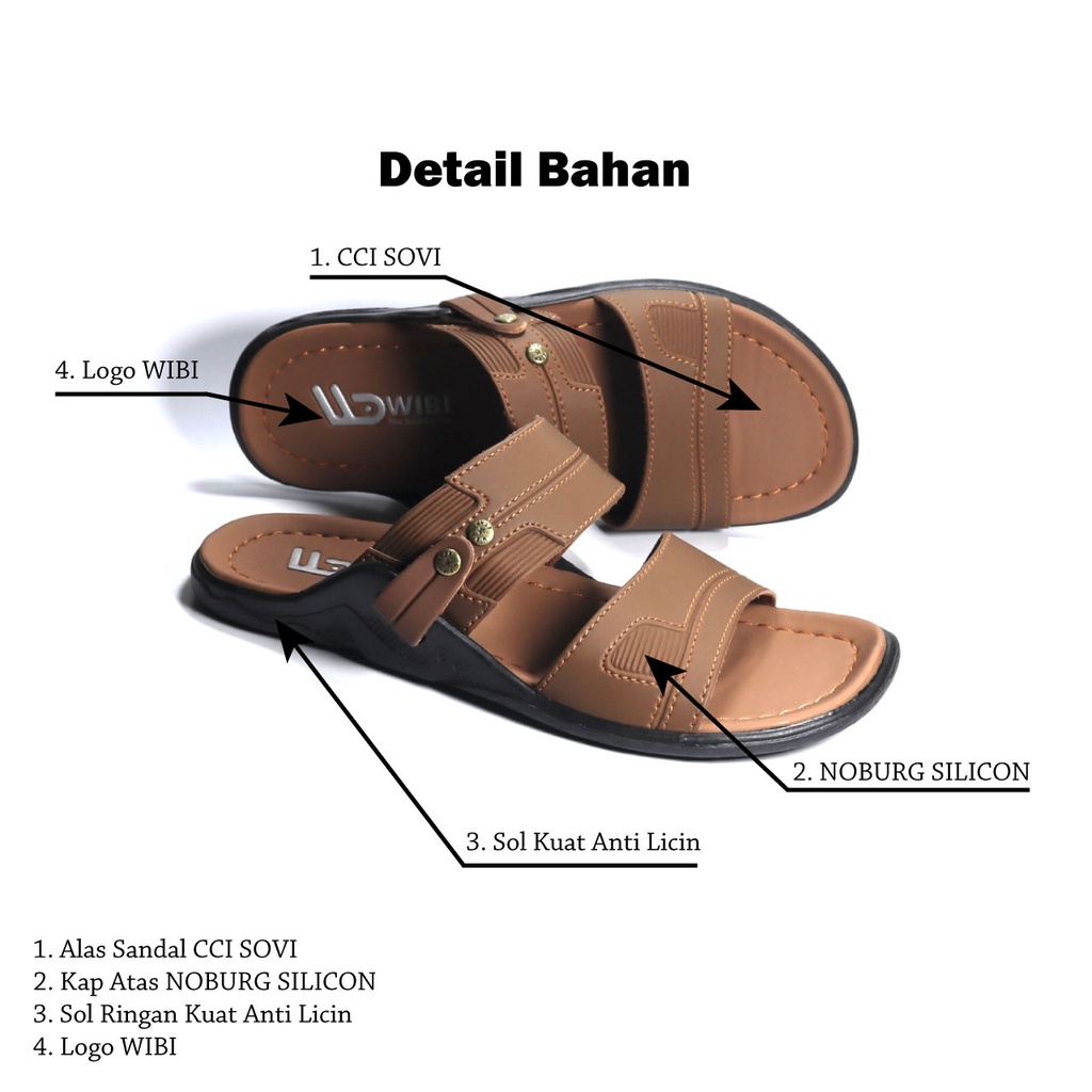 AFLAH X WIBI Sandal Slide Kulit Pria Coklat Tua Size 39 - 43 S22