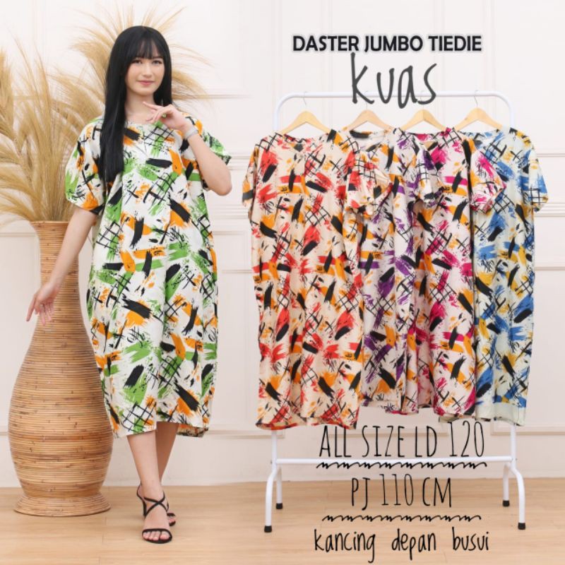  Daster  Jumbo KUAS Kancing Depan Busui Bumil Bahan Rayon 