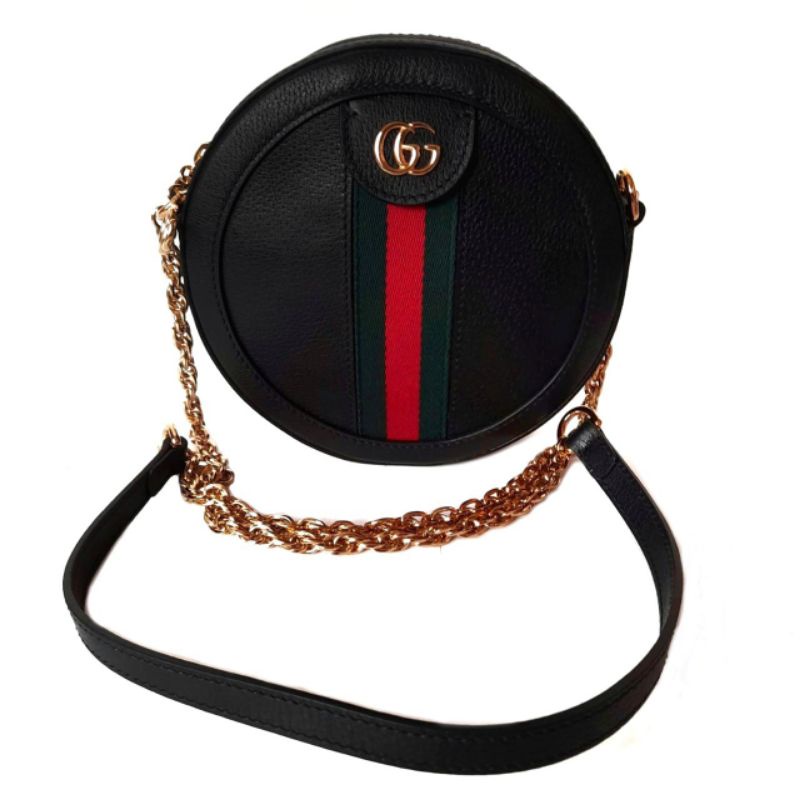 Gucci Round Ophidia Mini Black Leather