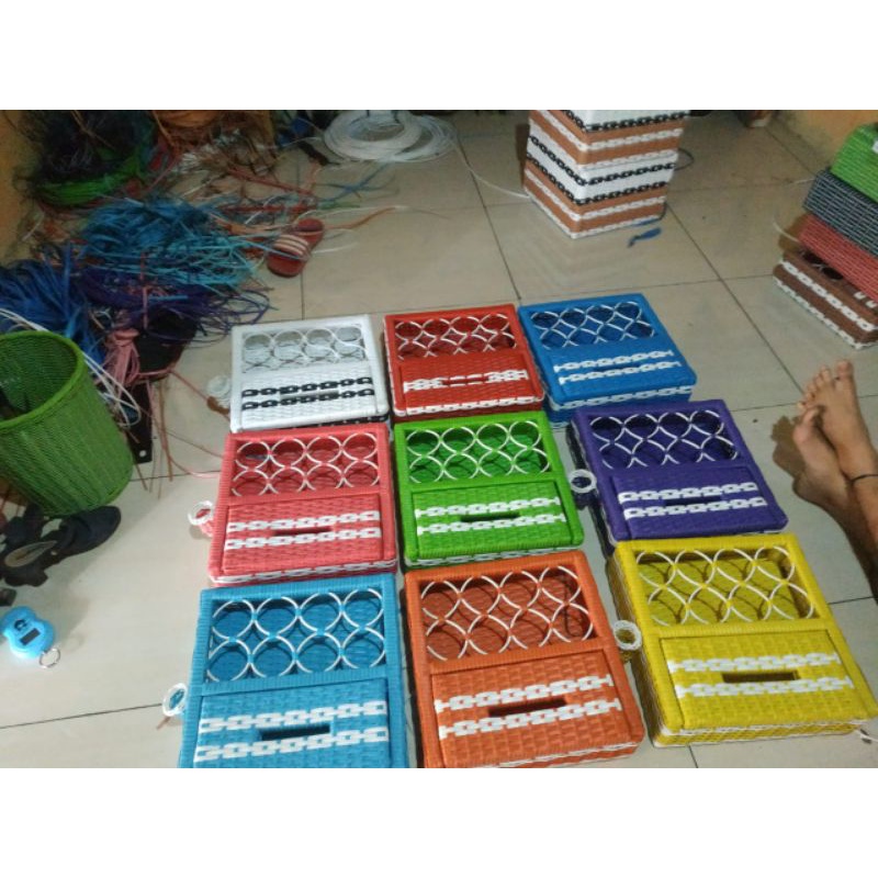 Tempat aqua tempat tisu rotan sintesis free packing dus