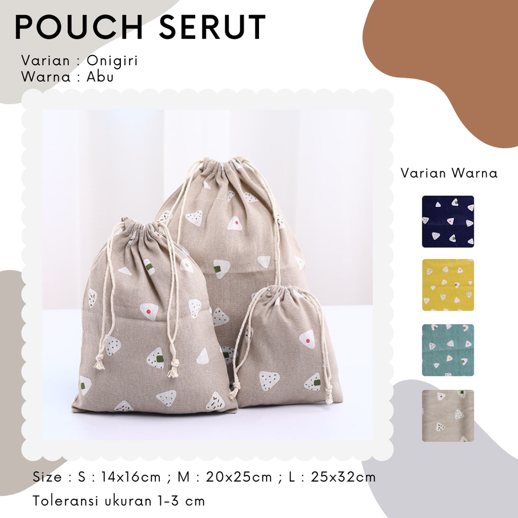 Pouch Serut Motif Onigiri / Serbaguna / Souvenir / Eco Friendly / Hampers