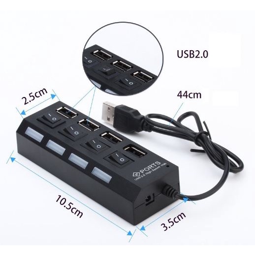 #LC-AccComp USB HUB 4 Port USB 2.0 Hub On/Off Switches