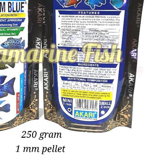 Akari Premium Blue Cichlid 250gr with Spirulina Blue Pigment Pelet Ikan Oscar Channa Discus Aquamari