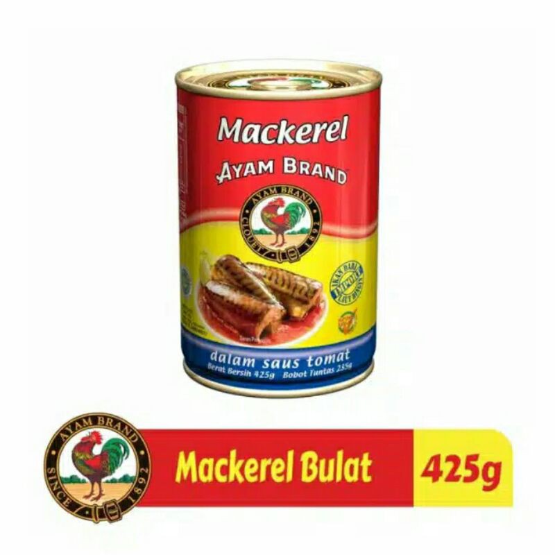 

Ayam Brand - Ikan Mackerel Makarel Kaleng Bulat Saus Tomat 425gr