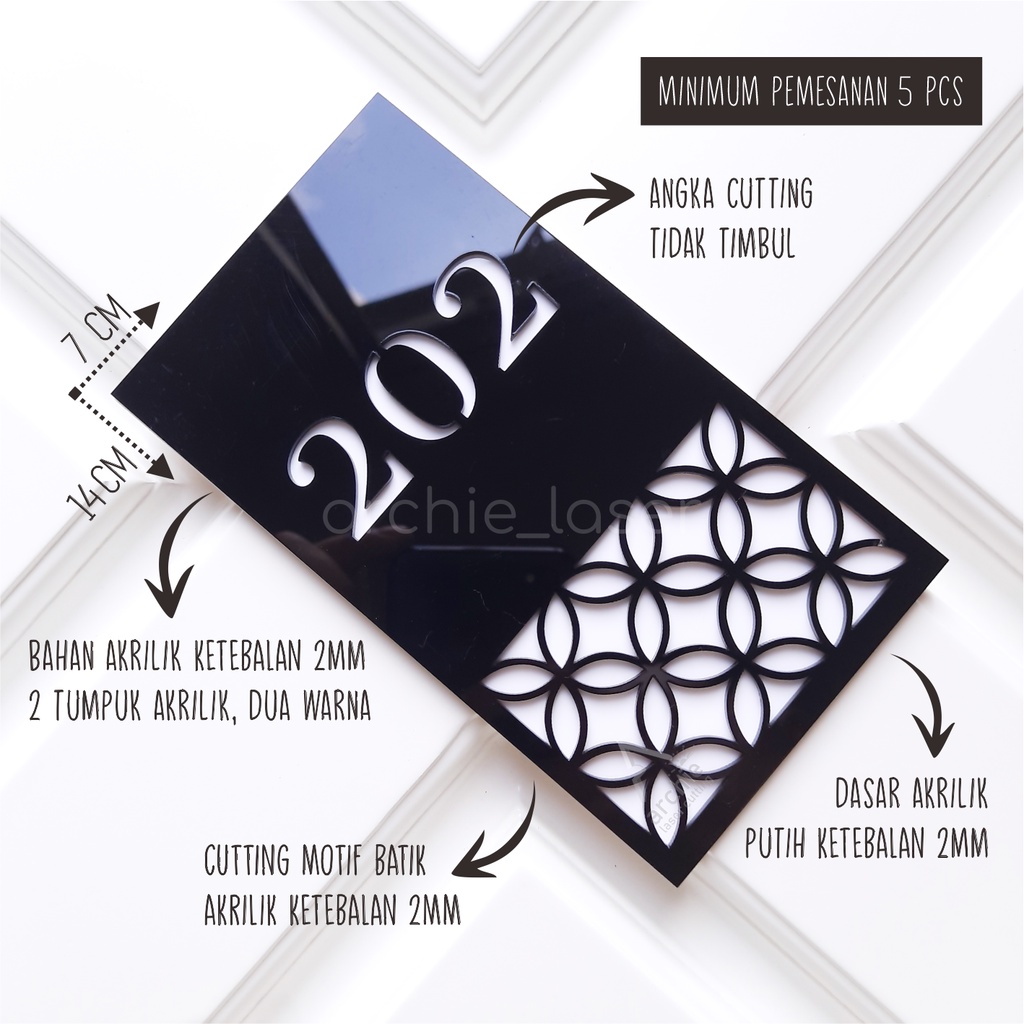 NOMOR KAMAR ACRYLIC EKSKLUSIF / NOMOR KAMAR HOTEL KOST / ANGKA ACRYLIC