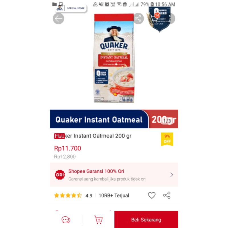 

Quaker Instant Oatmeal 200 gr