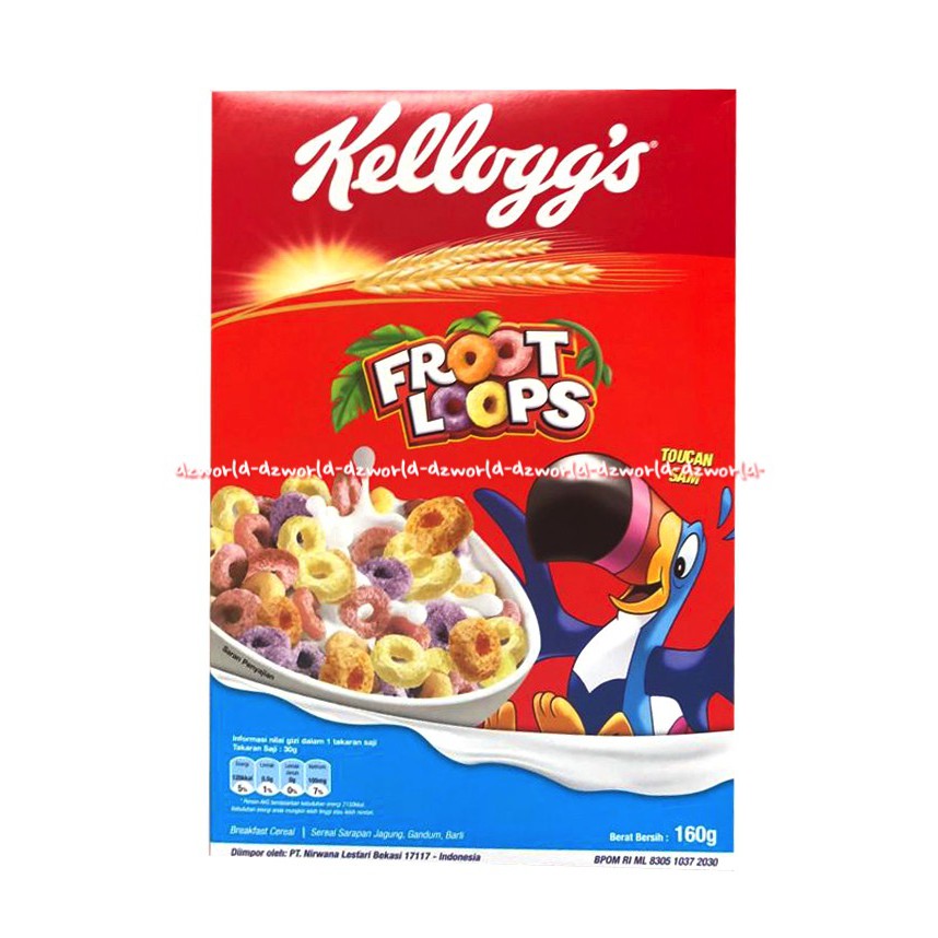 Kellogg's Froot Loops 160gr Makanan Sereal Rasa Buah Cereal Kellogs Kelog's Fruit Lops Sereal Instan Warna Warni Fruit Loop Cereal Fruit Rings Cereal Colorfull