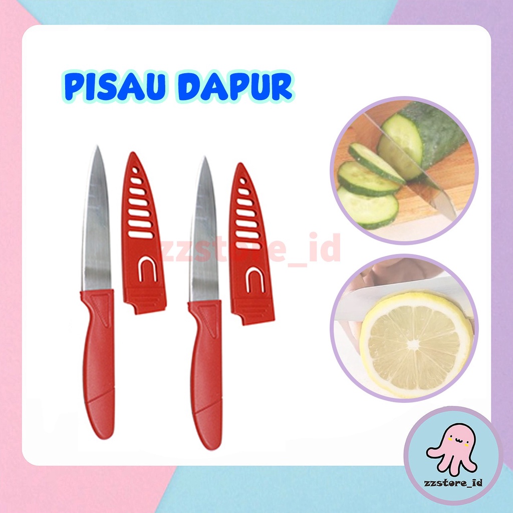 Pisau dapur stainless steel Sarung Multifungsi Alat Kupas Mini Potong Sayur Buah Tajam Dapur Knife Apple Apel