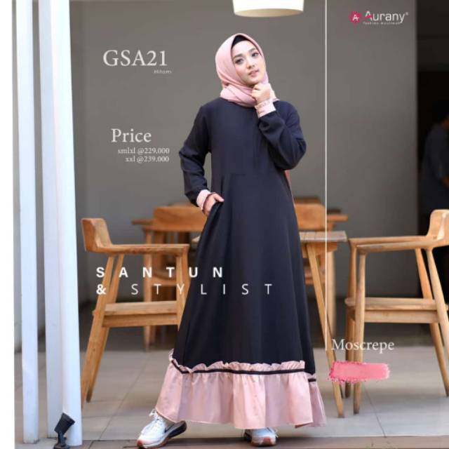 GAMIS SYARI GSA 21 HITAM  II AURANY