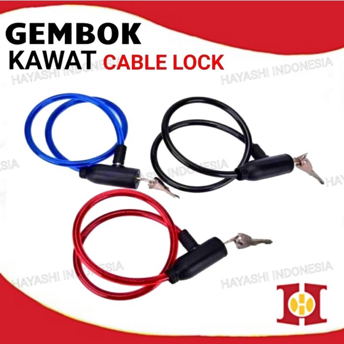 Gembok Kawat Kabel Kunci Pengaman Sepeda Motor Helm Cable Lock Wire