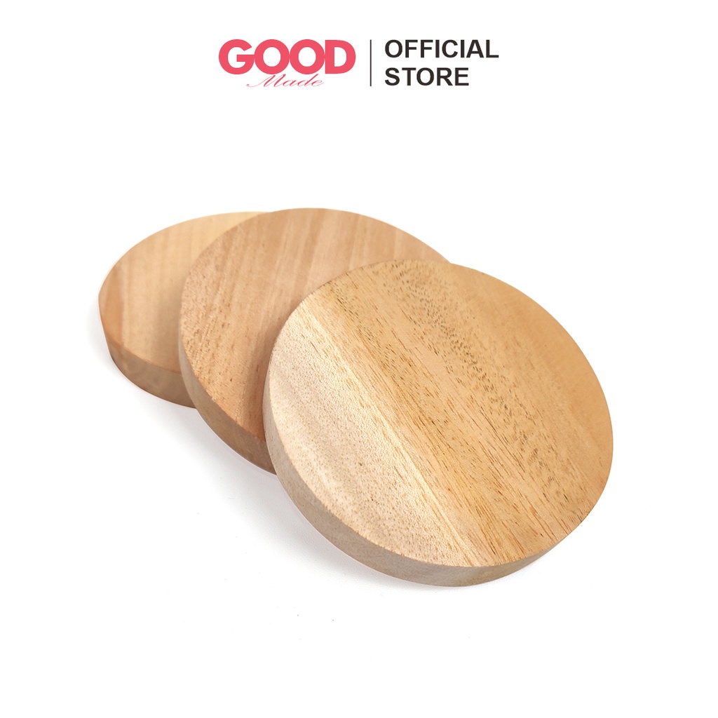 GOOD MADE - Tatakan Gelas Kayu Polos | Coaster Kayu | Tatakan Gelas Aesthetic | COD