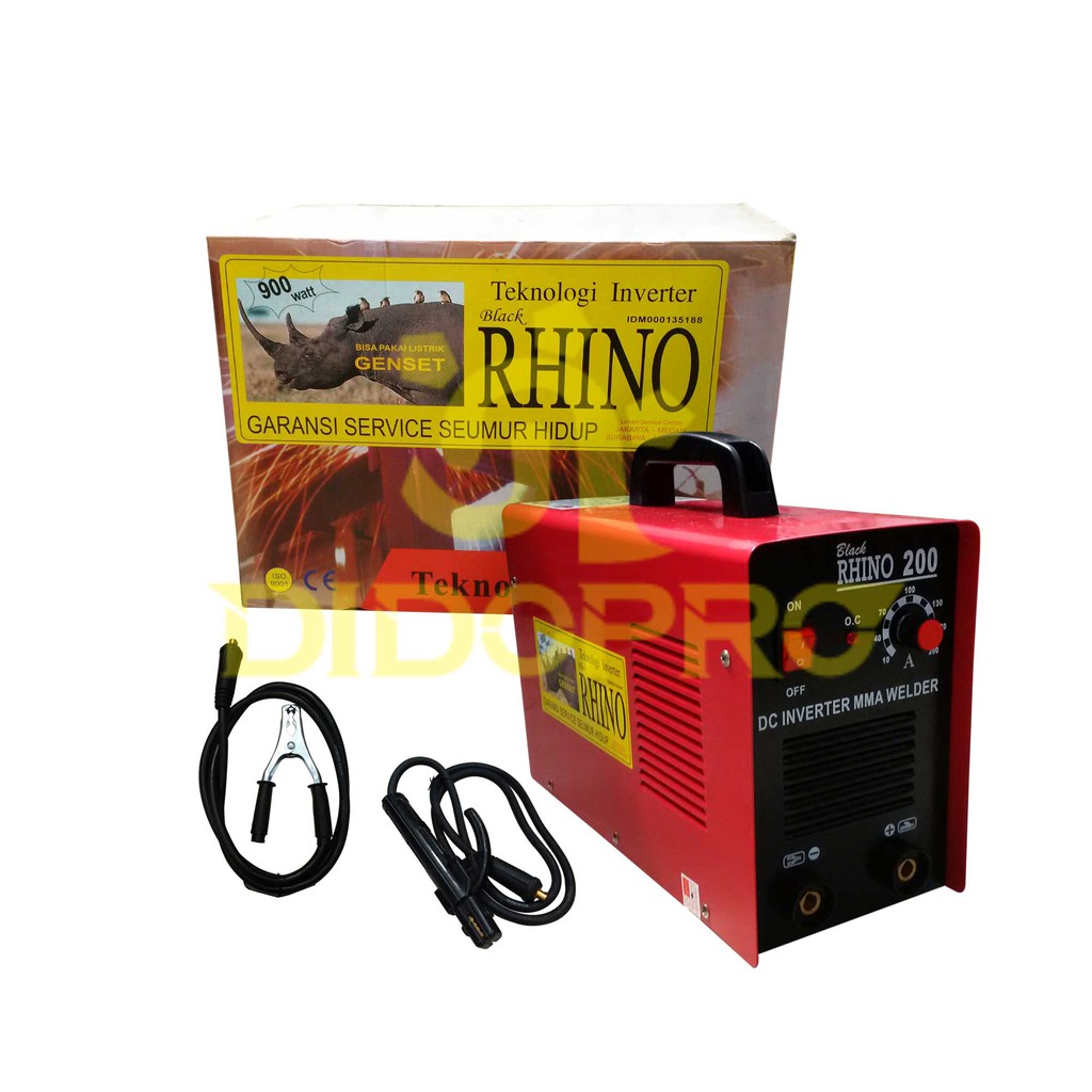 (RHINO) Mesin Las Black Rhino MMA-200 Trafo Las / Travo Las Inverter MMA 200 A