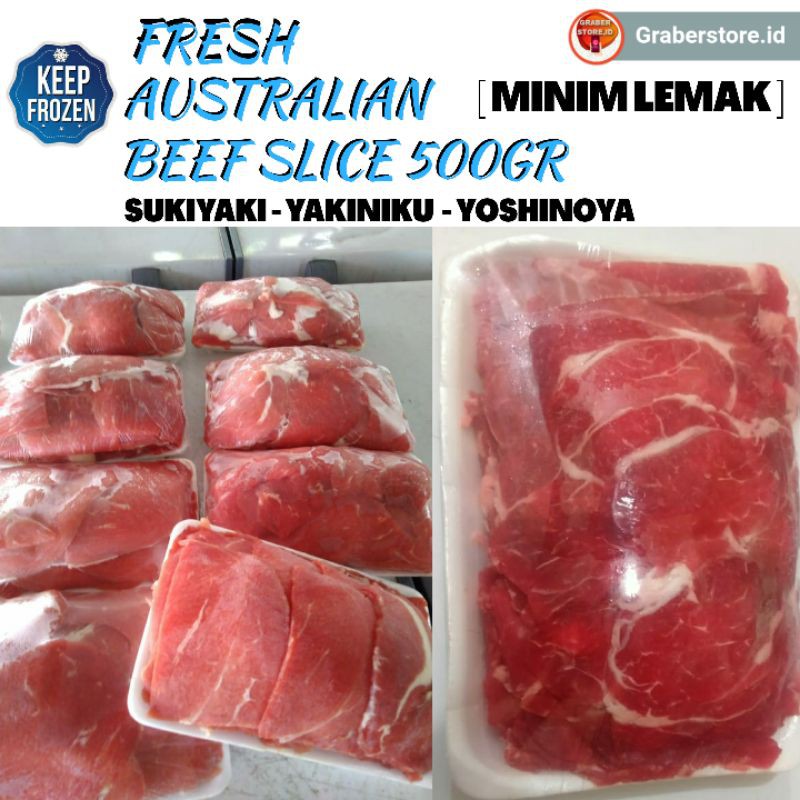 

fresh australian beef slice 500gr daging sapi iris minim lemak sukiyaki yakiniku yoshinoya