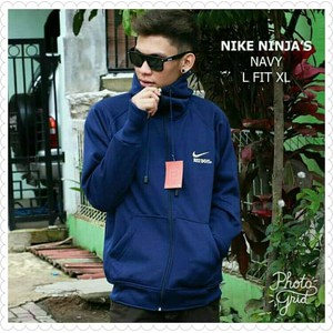 [Gratis Ongkir] Jaket Distro Nike Ninja Gaiden Navy  - Sweater Hoodie Jumper Fleece Pria dan Wanita