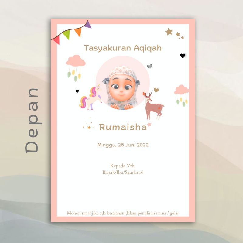 Undangan Aqiqah|Undangan Tasyakuran Aqiqah|Undangan Aqiqah Pontianak|Undangan Aqiqah Murah