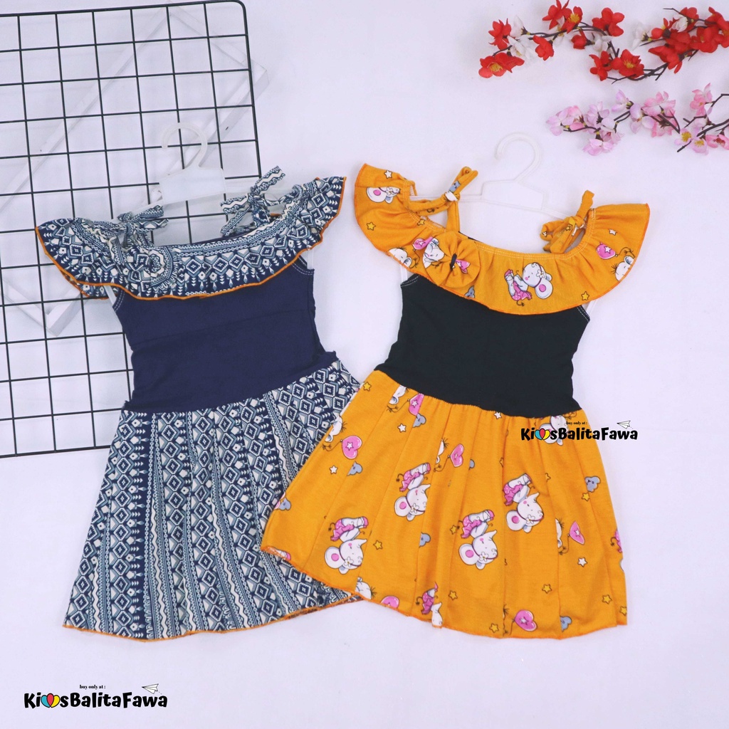 Dress Moza uk Bayi 3-12 Bulan / Baju Dres Anak Perempuan Gaun Import Kensi Tanktop Cewek Adem Murah