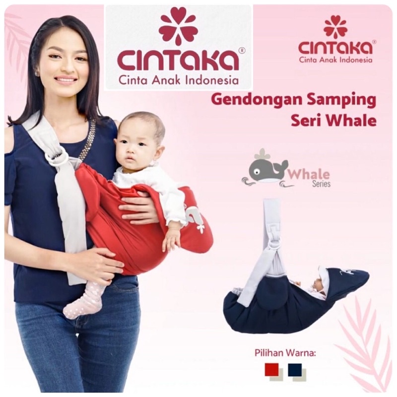 CINTAKA GENDONGAN BAYI SAMPING TOPI PRINT UNTUK NEWBORN WHALE SERIES