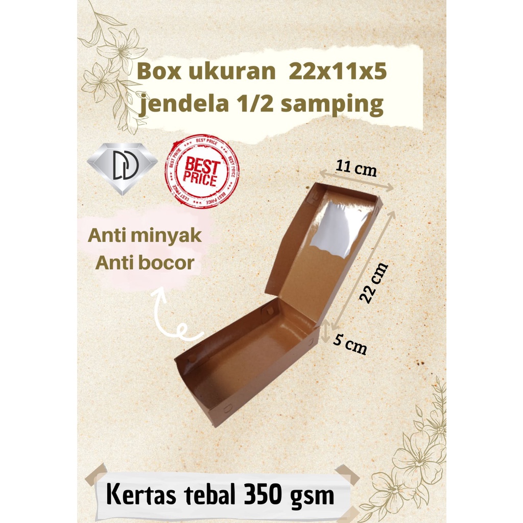 (10 PCS) DUS KUE 22x11x5 Jendela setengah Bukaan samping DUS DONAT DUS MAKANAN KEKINIAN DUS BOX MURA