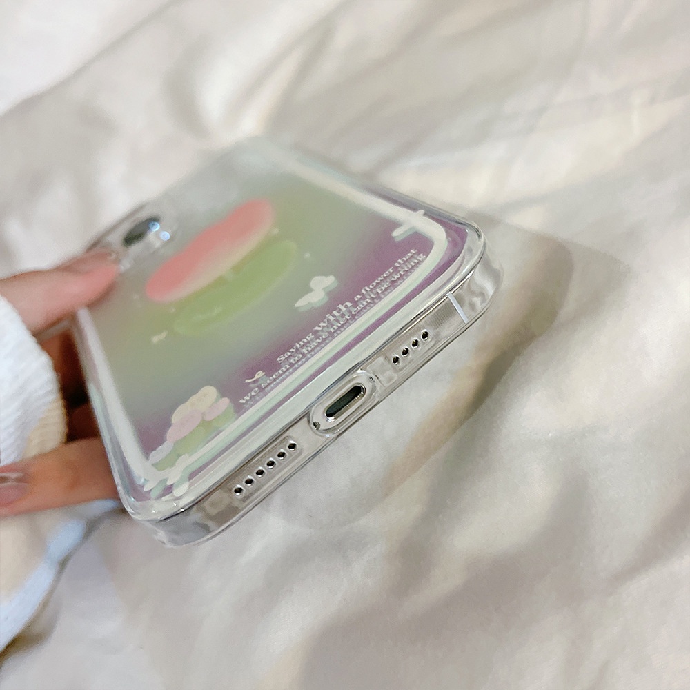 IPHONE Musim Panas Pink Tulip Shockproof Soft TPU Phone Case Cover Untuk Film Laser Untuk Iphone7 8 PLUS X XR XS 11 12 13 14 MINI PRO MAX