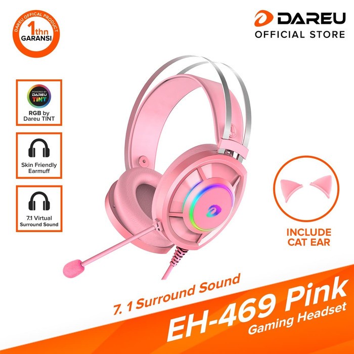 Headset Gaming DAREU EH-469 Pink Edition Kitty