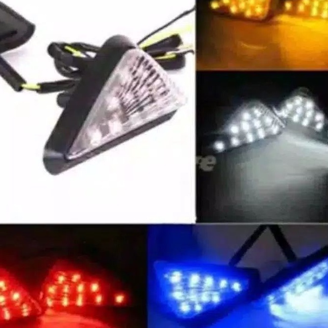 LAMPU SEN VERING NINJA R/RR/R15/ GSX /CBR/ LAMPU SEN TEMPEL LED SEGITIGA NEON SEN TEMPEL 1pasang