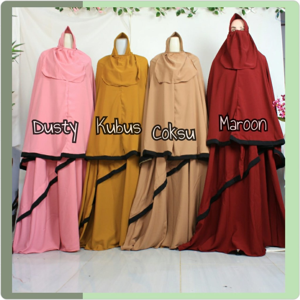 Gamis syari wolfis set cadar DEANA khimar syar'i niqob purdah niqobis muslimah fashion jilbab masker