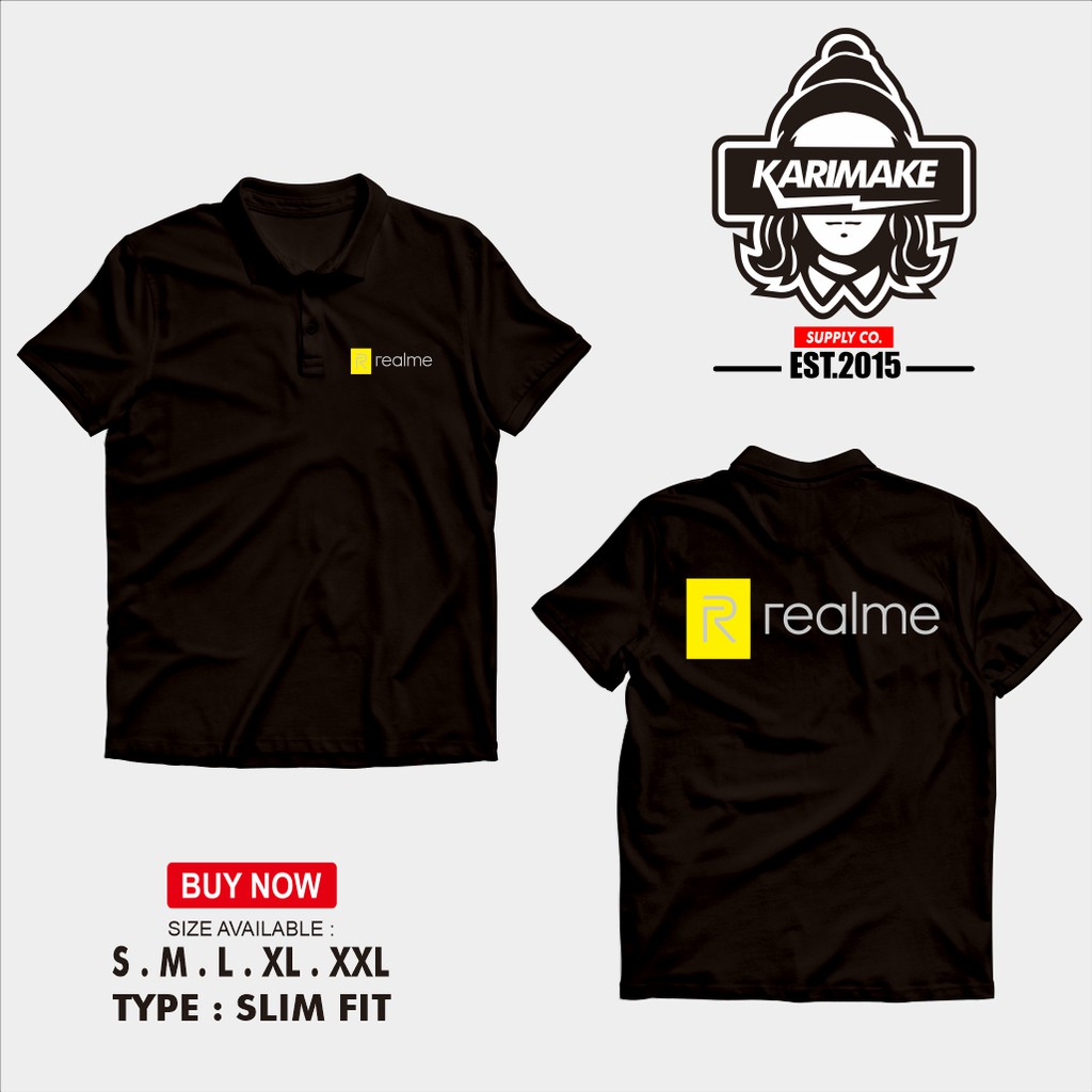  Polo  Shirt Kaos  Polo  Realme Logo  DB Kaos  Handphone 