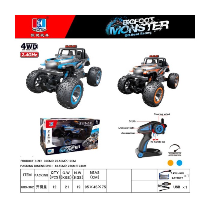 Promo RC 4WD BIGFOOT MONSTER SEMI PROPO TURBO MOBIL CAR OFFROAD KEREN Limited