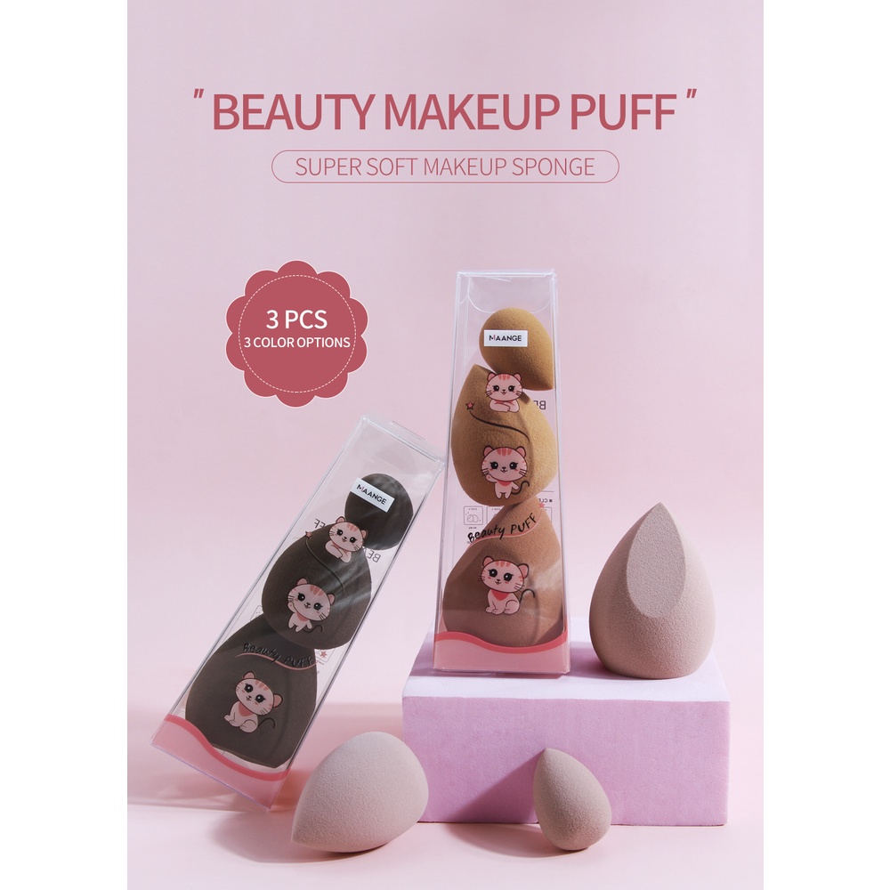 MAANGE 3Pcs/Box Makeup Foundation/Bedak Spons Kecantikan Puff Untuk Krim Cair 5965