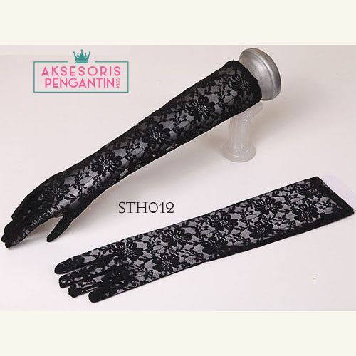 [SIAP KIRIM] SARUNG TANGAN AKSESORIS PENGANTIN WANITA WEDDING GLOVES HITAM STH012