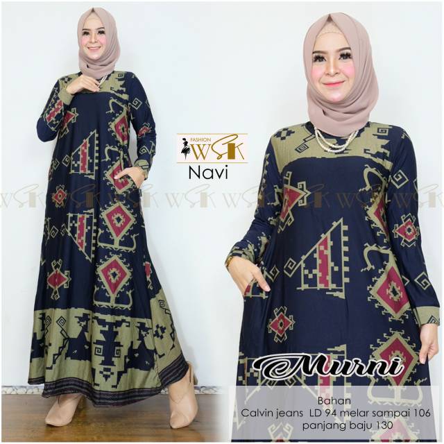 Murni Dress Maxy Busana Wanita  Gamis Muslim Original Calvin jeans Premium