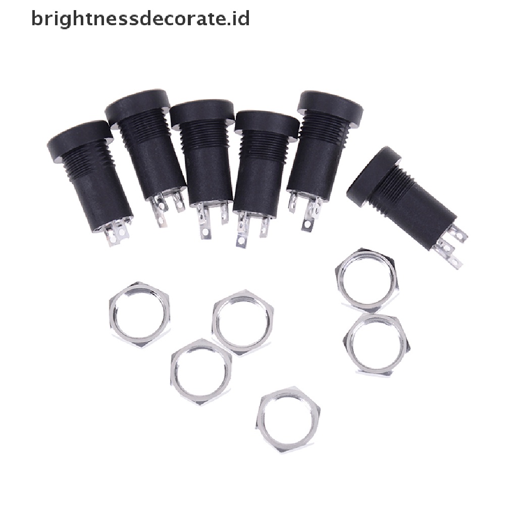 (Birth) 2pcs Soket Jack Audio 3.5mm 3 Pole Warna Hitam Dengan Baut