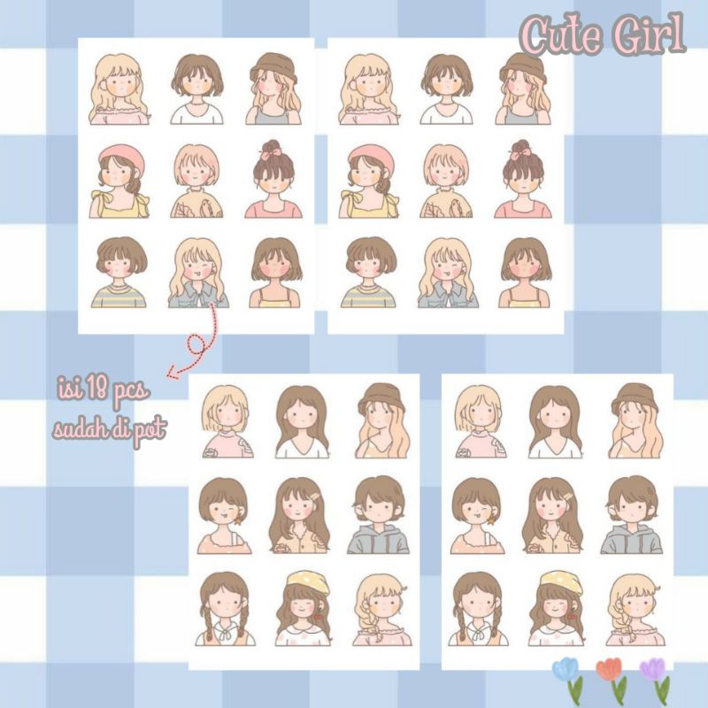 

STICKER sheet cute girl 1 AESTHETIC