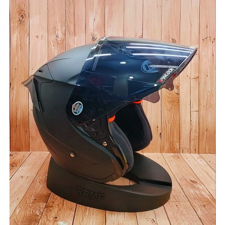 HELM INK DYNAMIC SOLID BLACK DOF - PAKET GANTENG - VISOR IRIDIUM PNP - SPOILER 2D-1